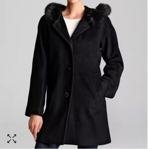 Ellen Tracy Fox Fur Trimmed Hood Coat